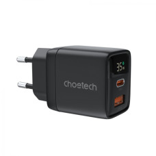 Зарядний пристрій Choetech 1xUSB + 1xUSB-C PD35W with display black (PD6052-EU-BK) Зарядний пристрій Choetech 1xUSB + 1xUSB-C PD35W with display black (PD6052-EU-BK)