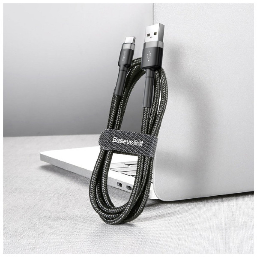 Дата кабель USB 2.0 AM to USB-C 3.0m 2A Gray-Black Baseus (CATKLF-UG1)