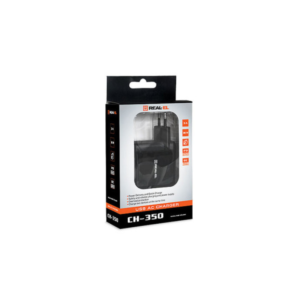 Зарядний пристрій REAL-EL CH-350 black (EL123160017)