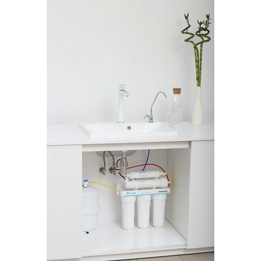 Фільтр зворотного осмосу Ecosoft Standard 5-50M PRO з мінералізатором, мембрана 50gpd, кран капля, дренаж 1:2