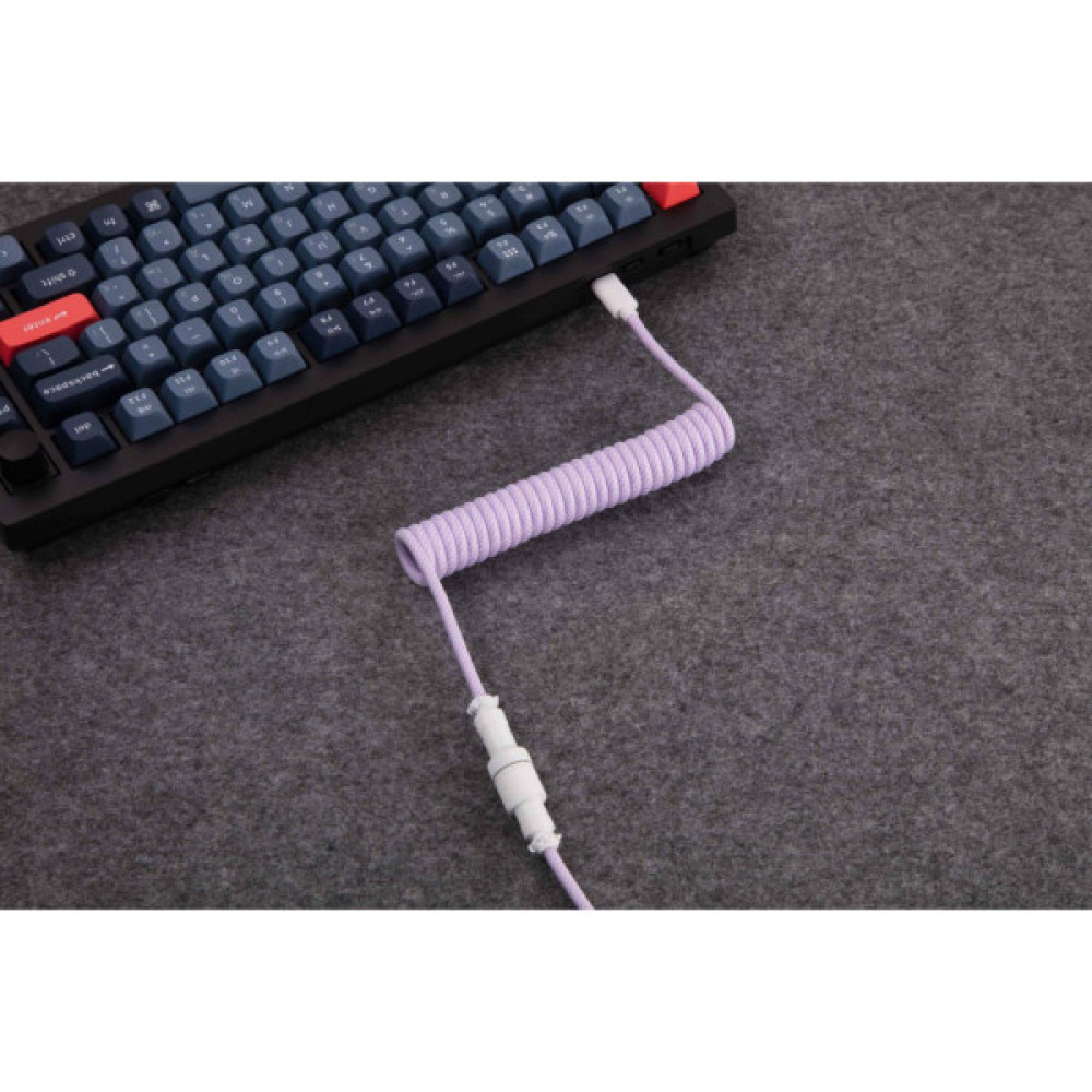 Дата кабель USB-C + USB A to USB-C 1.36m Coiled Aviator purple Keychron (CAB17_KEYCHRON)