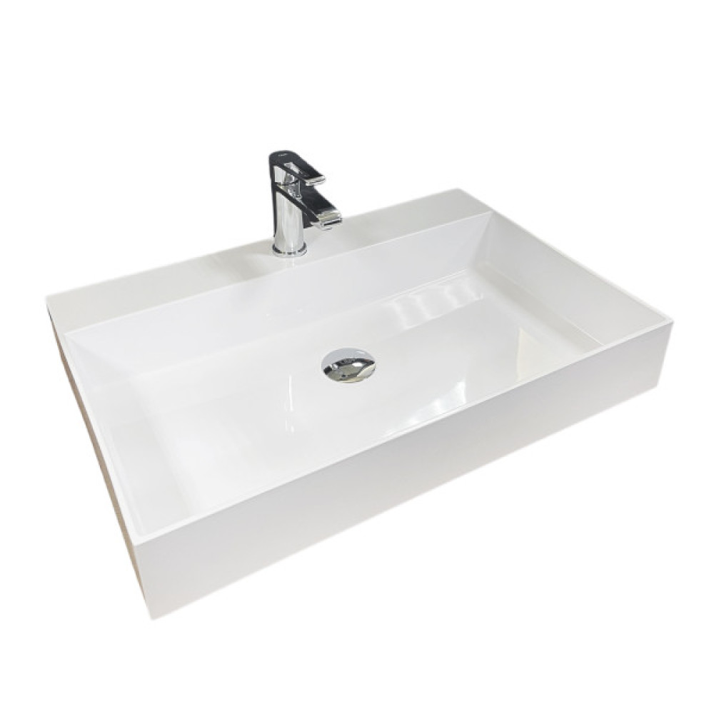 Раковина, умивальник Adamant SLENDER, штучний камінь, прямокут., з отвором для змішувача, без переливу, 605x405x120мм, накладний, білий