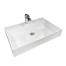 Раковина, умивальник Adamant SLENDER, штучний камінь, прямокут., з отвором для змішувача, без переливу, 605x405x120мм, накладний, білий