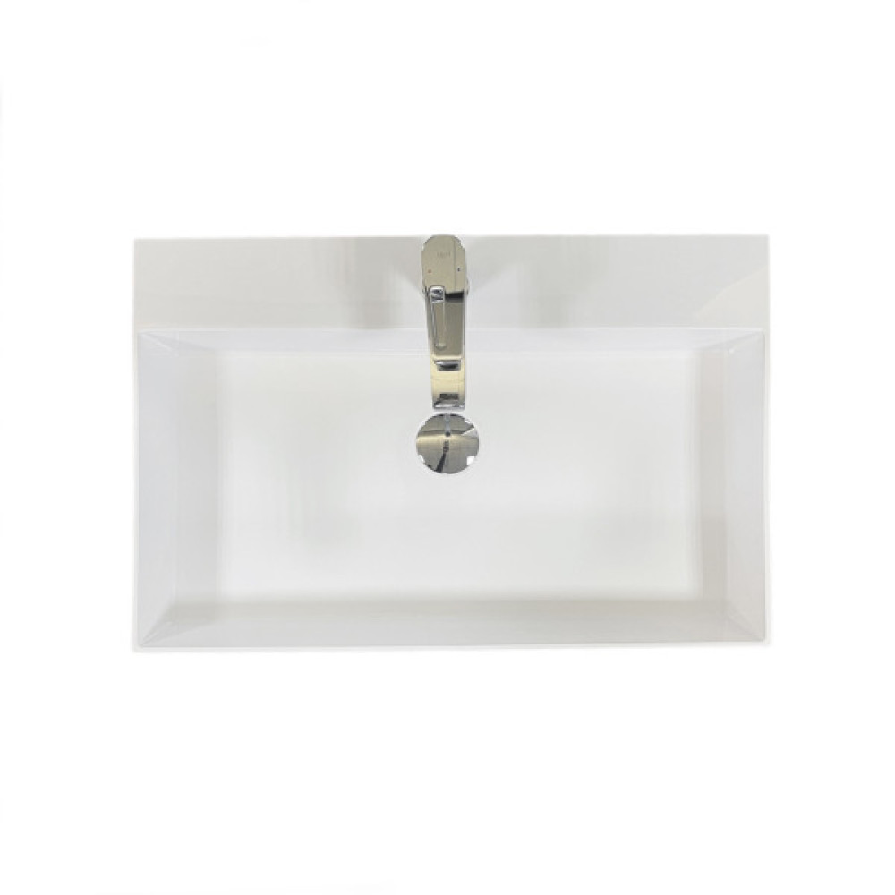 Раковина, умивальник Adamant SLENDER, штучний камінь, прямокут., з отвором для змішувача, без переливу, 605x405x120мм, накладний, білий