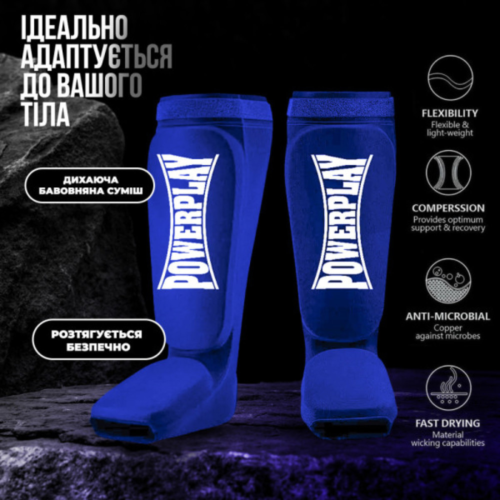 Захист гомілки і стопи PowerPlay 3054 Classic Shin Сині L (PP_3054_L_Blue)