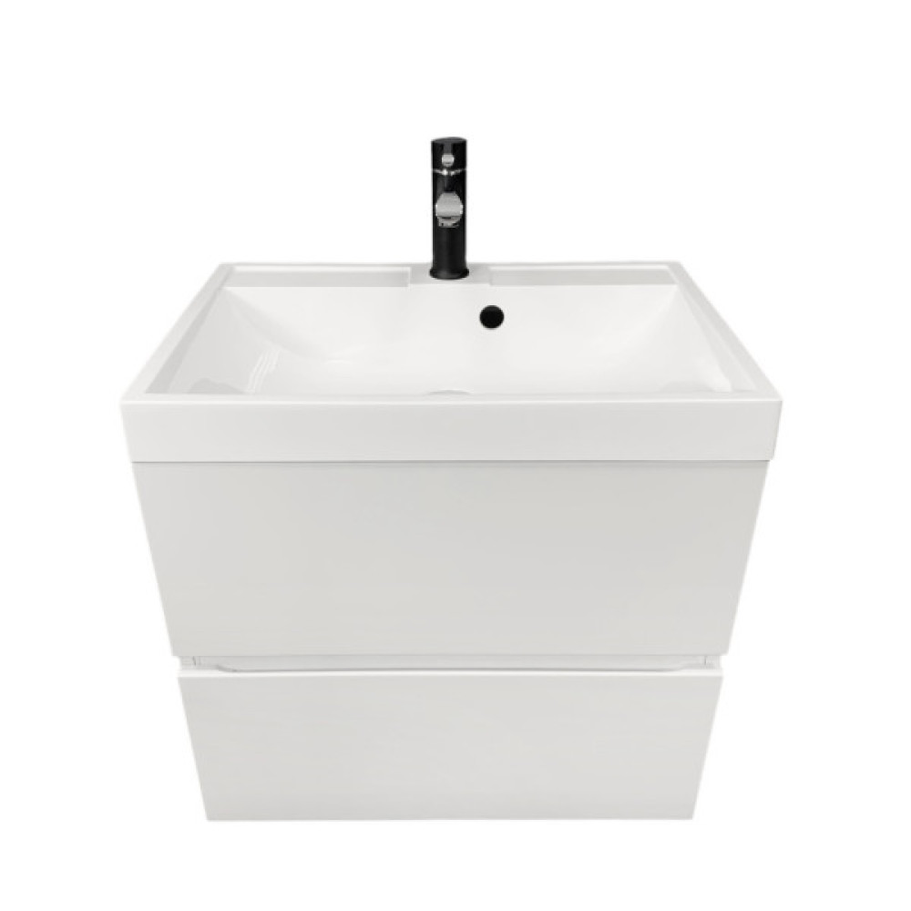 Раковина, умивальник Adamant STRENG NEW, штучний камінь, прямокут., з отвором для змішувача, з отвором для переливу, 590x410x123мм, накладний, білий