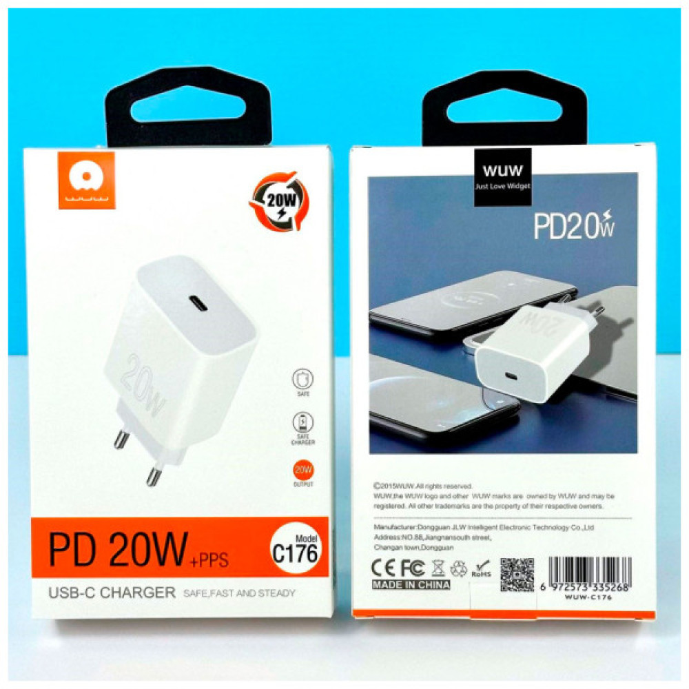 Зарядний пристрій WUW C176 USB-C PD20W White (WUW-C176)