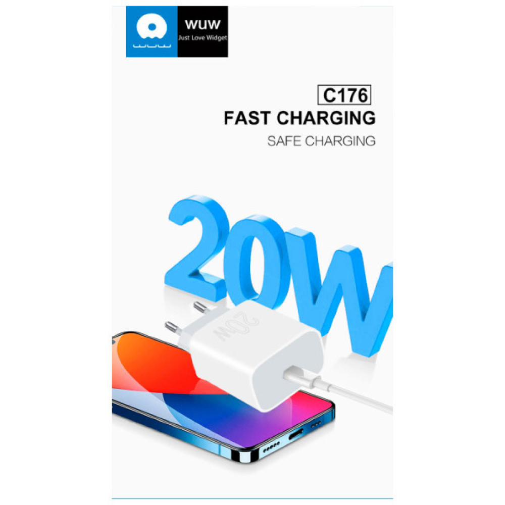 Зарядний пристрій WUW C176 USB-C PD20W White (WUW-C176)