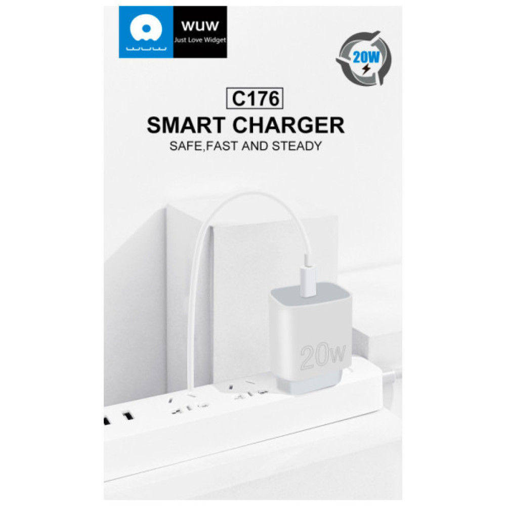 Зарядний пристрій WUW C176 USB-C PD20W White (WUW-C176)