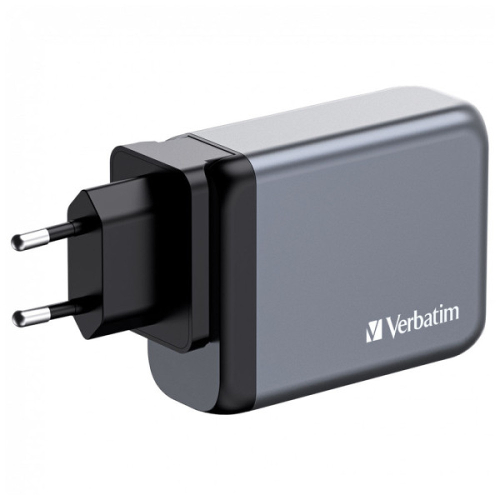 Зарядний пристрій Verbatim GaN 100 W 4 ports (2xUSB-C-100 W,USB-C 65 W /USB-A -3.0) (32202)