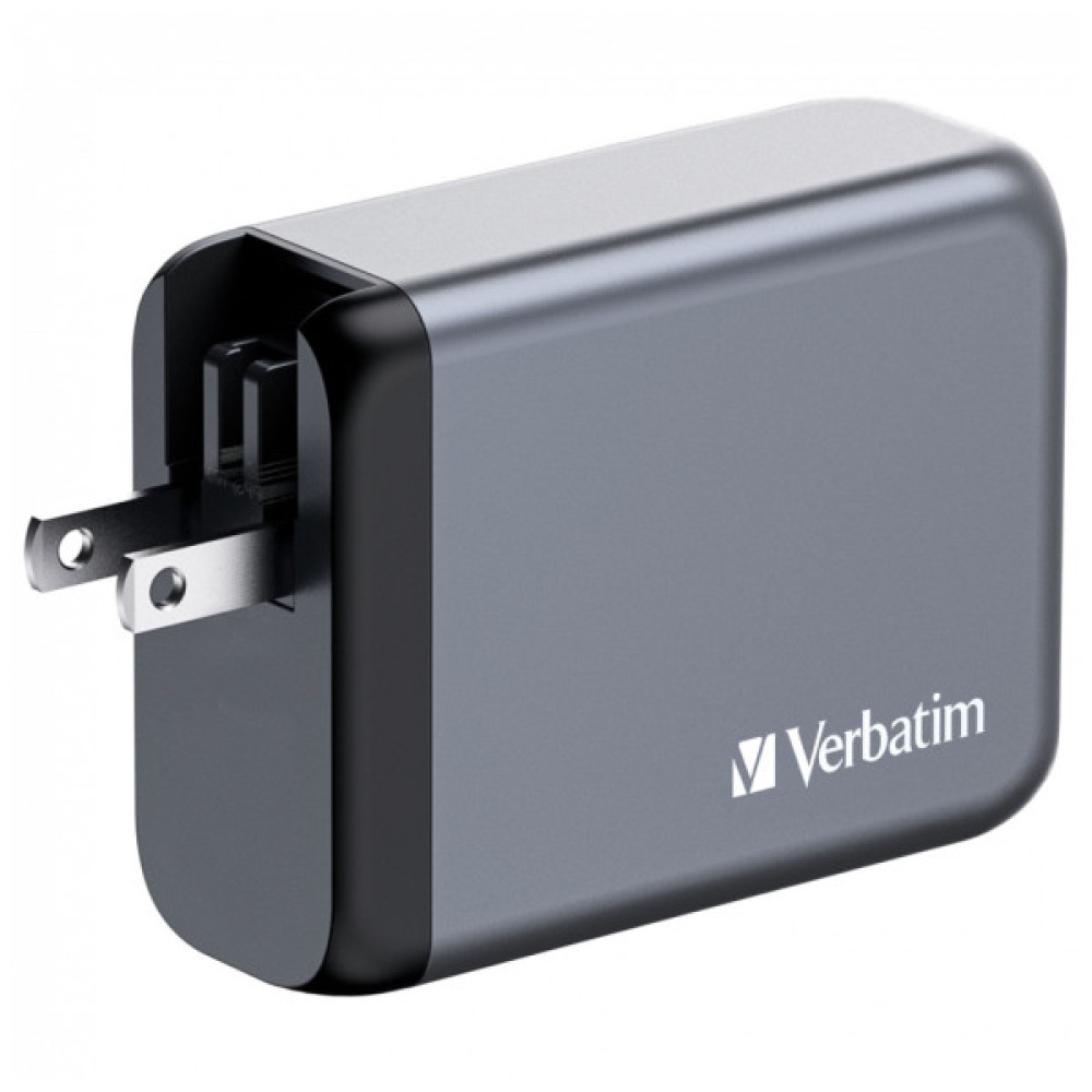 Зарядний пристрій Verbatim GaN 100 W 4 ports (2xUSB-C-100 W,USB-C 65 W /USB-A -3.0) (32202)