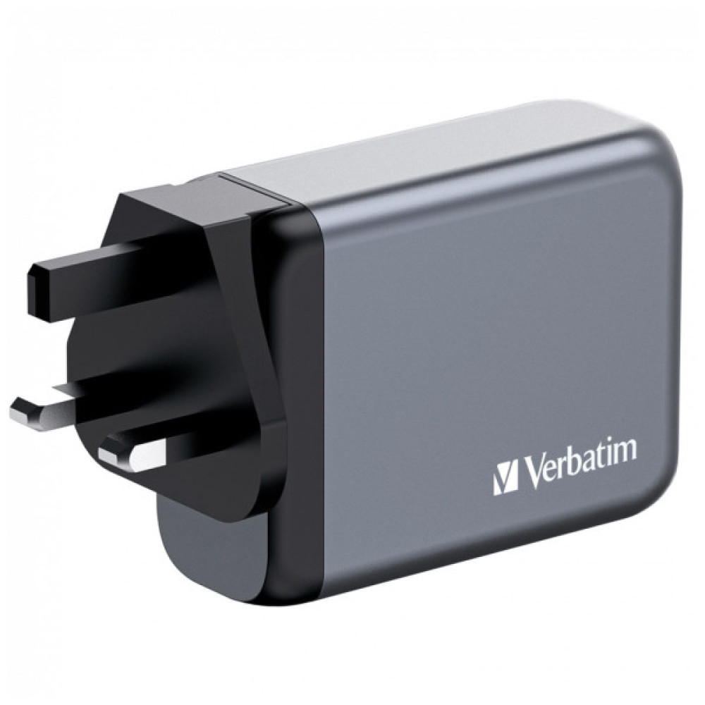 Зарядний пристрій Verbatim GaN 100 W 4 ports (2xUSB-C-100 W,USB-C 65 W /USB-A -3.0) (32202)
