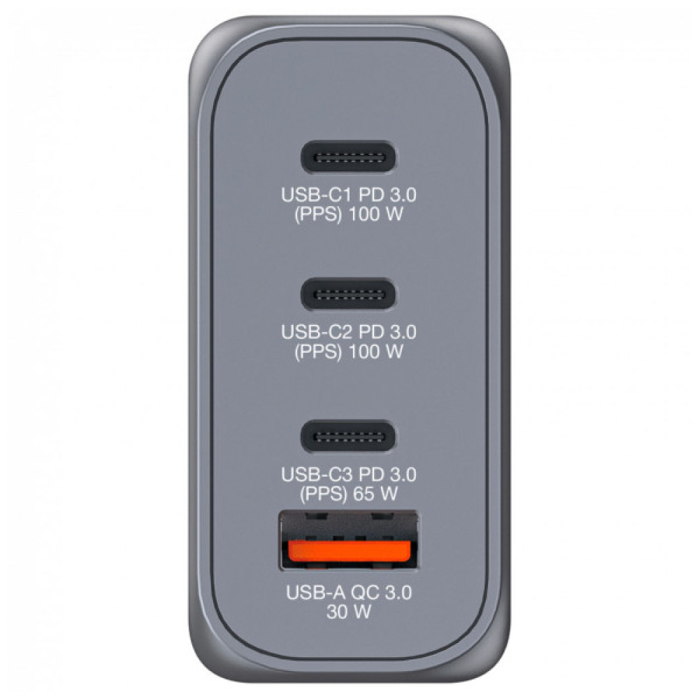 Зарядний пристрій Verbatim GaN 100 W 4 ports (2xUSB-C-100 W,USB-C 65 W /USB-A -3.0) (32202)