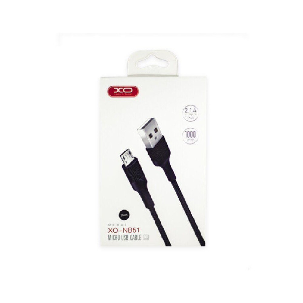 Дата кабель USB 2.0 AM to Micro 5P 1.0m 2.1A black XO (NB51-M-1-BK)