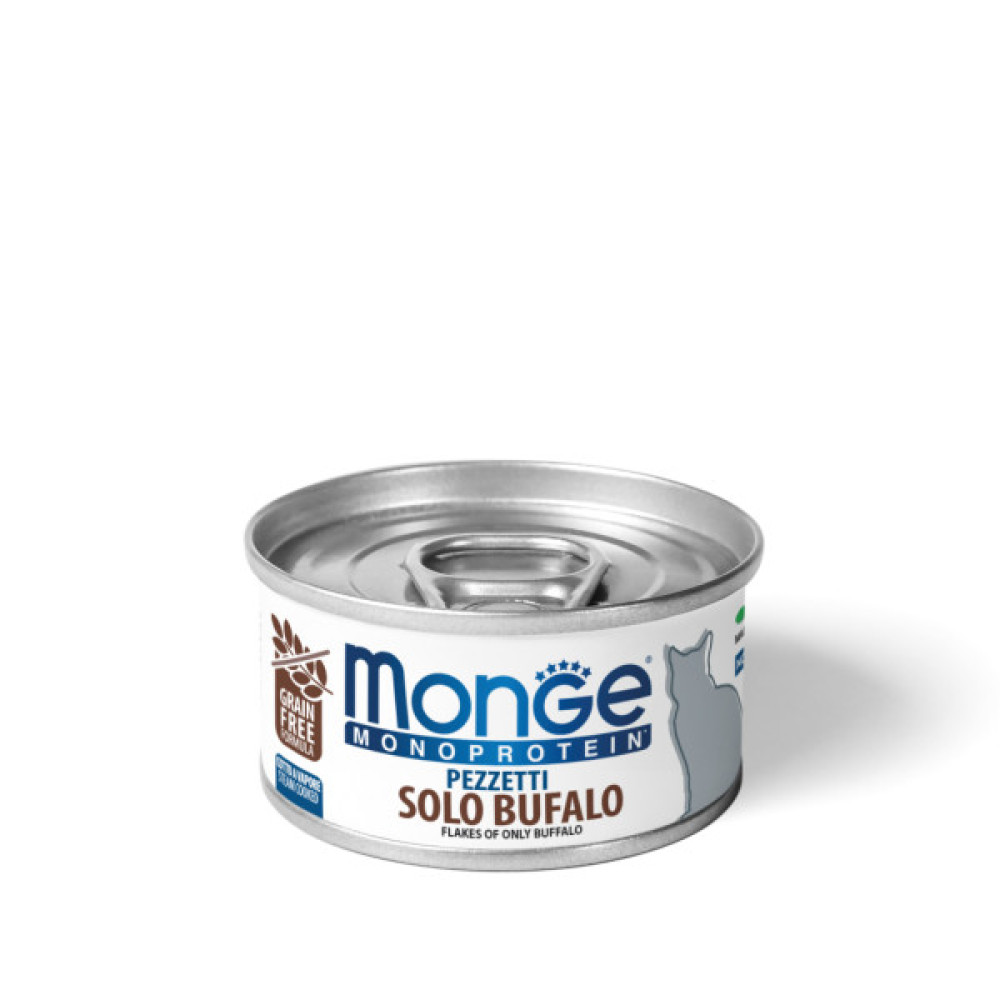 Консерви для котів Monge Cat Monoprotein м'ясні пластівці з буйвола 80 г (8009470013826)