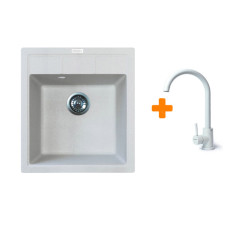 Набір кухонна Adamant Brick, штучний камінь, квадрат, без крила, 460x515x200мм, чаша - 1, врізна, Old stone + змішувач Набір кухонна Adamant Brick, штучний камінь, квадрат, без крила, 460x515x200мм, чаша - 1, врізна, Old stone + змішувач