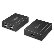Подовжувач DIGITUS USB 2.0, для використання з кабелем Cat6, до 150 м, 4 х USB-A, чорний