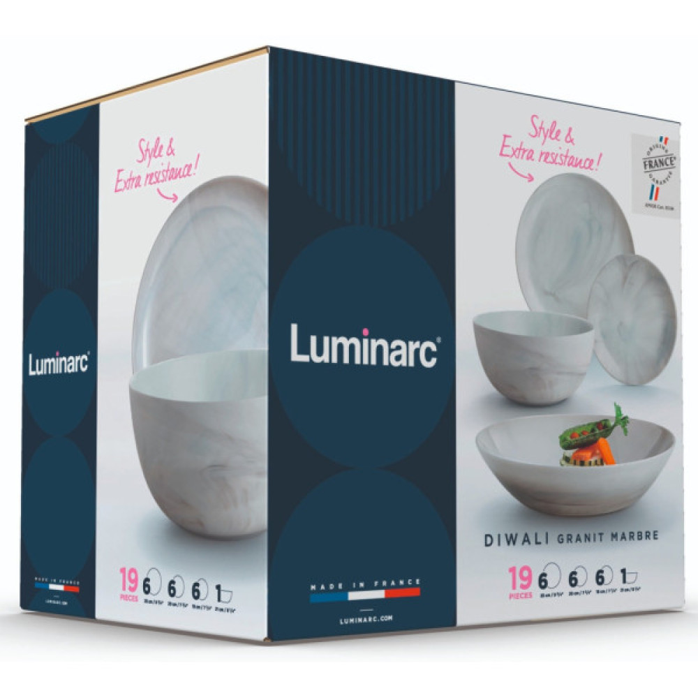 Столовий сервіз Luminarc Diwali Marble Granit 19 предметів (Q0217)