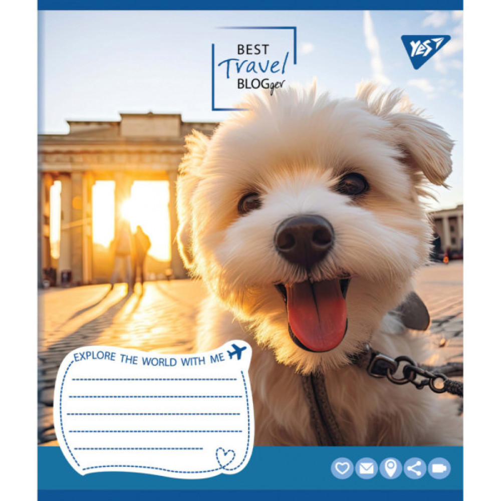 Зошит Yes Best travel blogger 36 аркушів клітинка (767060)