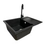 Набір кухонний Adamant Horizon Medium, штучний камінь, прямокут., з крилом, 700х500х230мм, чаша - 1, врізна, чорний + змішувач