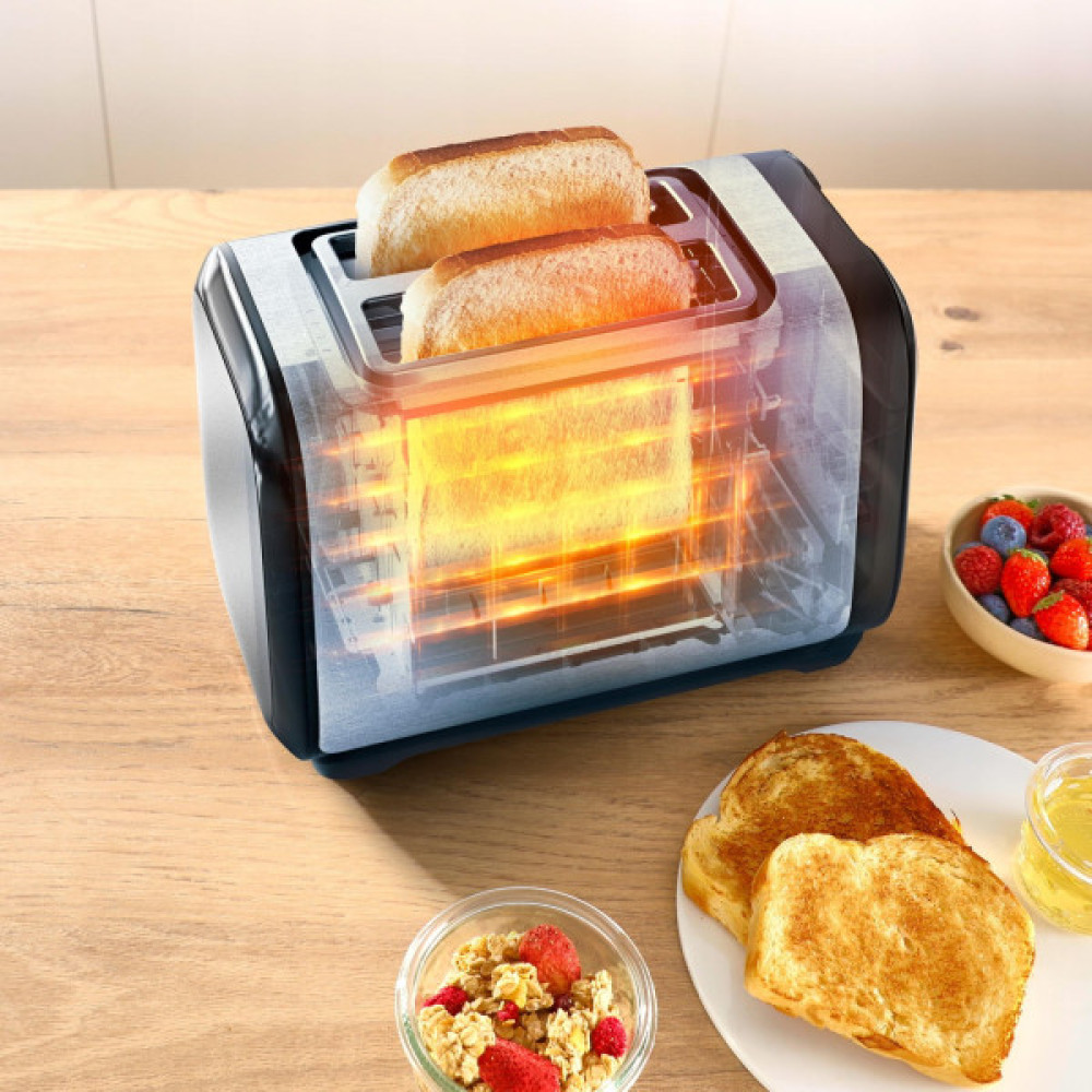 Тостер Tefal Subito 1100Вт, розморожування, щипці, нерж. сталь, чорний