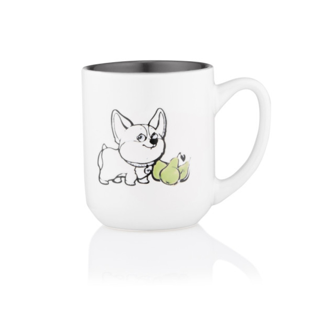 Чашка Ardesto Corgi, 380мл, кераміка, біло-сірий (AR3054)