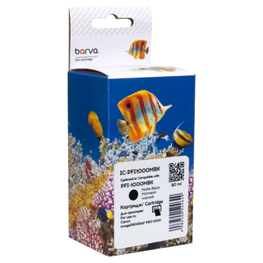 Картридж Barva Canon PFI-1000MBK 0545C001 80мл matte black (IC-PFI1000MBK)