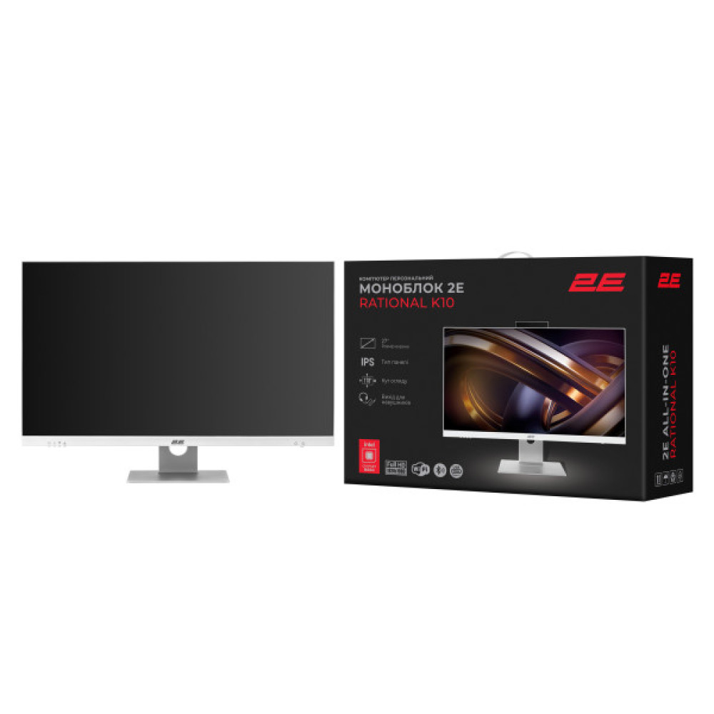 Комп'ютер персональний моноблок 2E Rational K10 27" FHD IPS Intel i5-12400, 16Gb, F512GB, UMA, B660, кл+м, FreeDos, білий