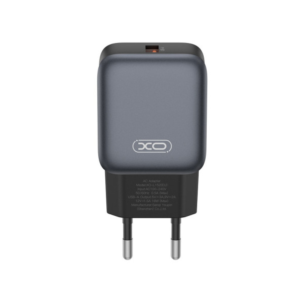Зарядний пристрій XO USB QC3.0 18W black (L152_Black)