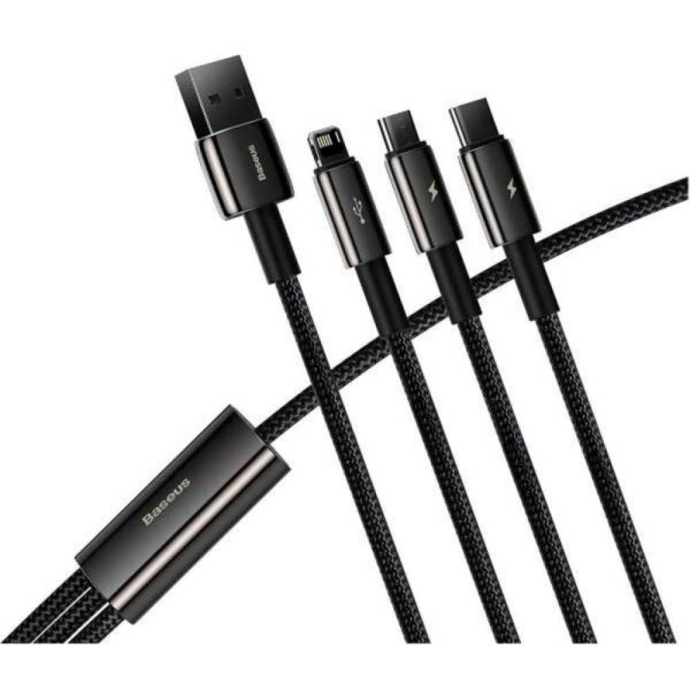 Дата кабель USB 2.0 AM to Lightning + Micro 5P + Type-C 1.5m 3.5A black Baseus (CAMLTWJ-01) Дата кабель USB 2.0 AM to Lightning + Micro 5P + Type-C 1.5m 3.5A black Baseus (CAMLTWJ-01)