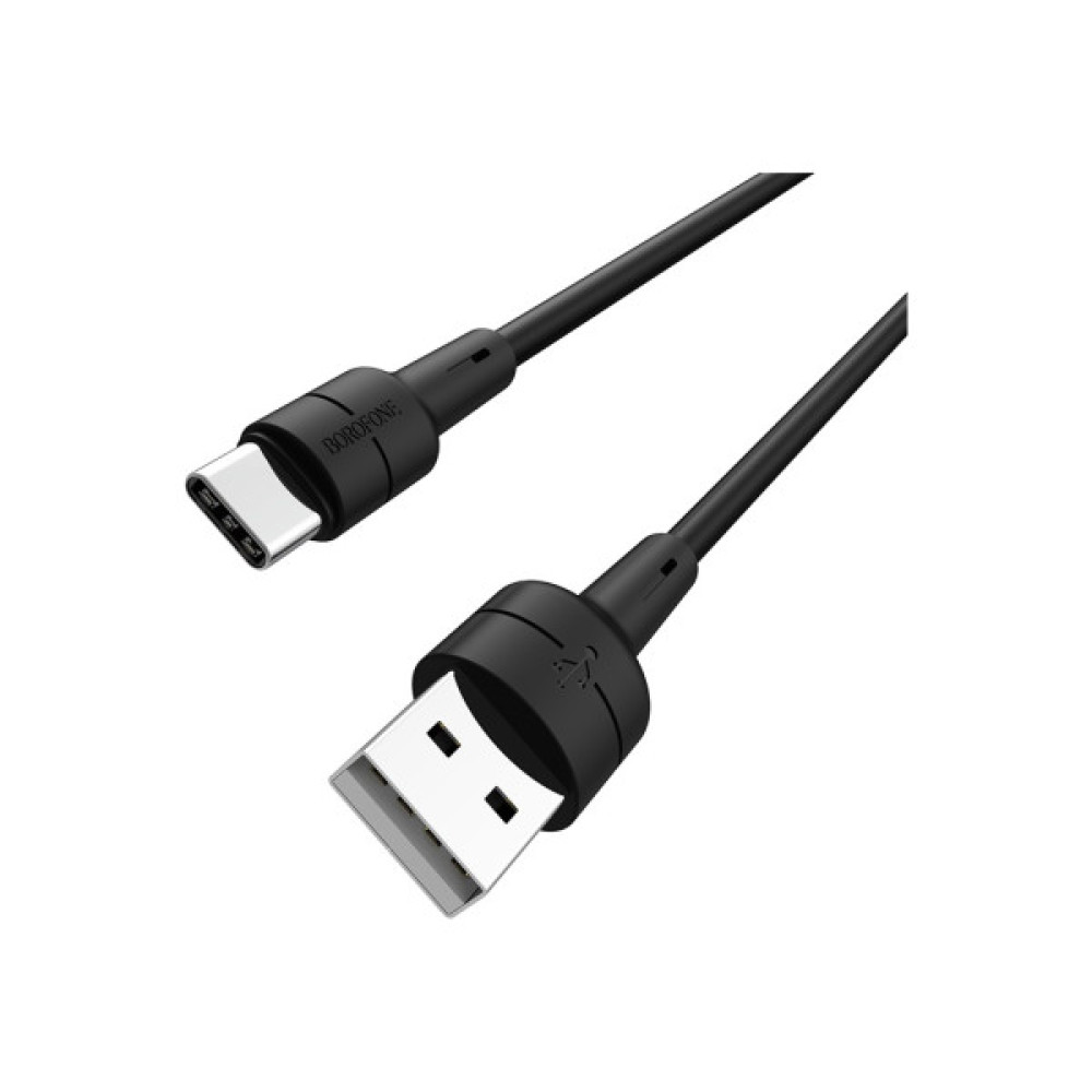 Дата кабель USB 2.0 AM to USB-C 1.0m 3A silicone BX30 black BOROFONE (6931474706928)