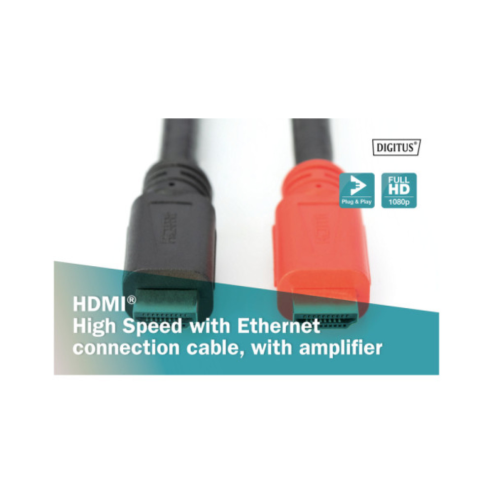 Кабель мультимедійний HDMI M to HDMI M 10.0m 4K Amplifier Digitus (AK-330118-100-S)