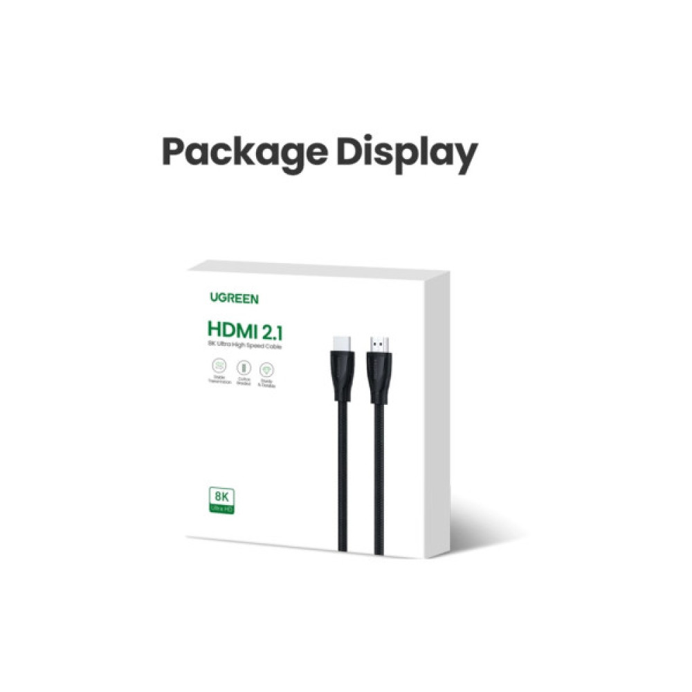 Кабель мультимедійний HDMI M to HDMI M 2.0m braided HD140 black Ugreen (80403)