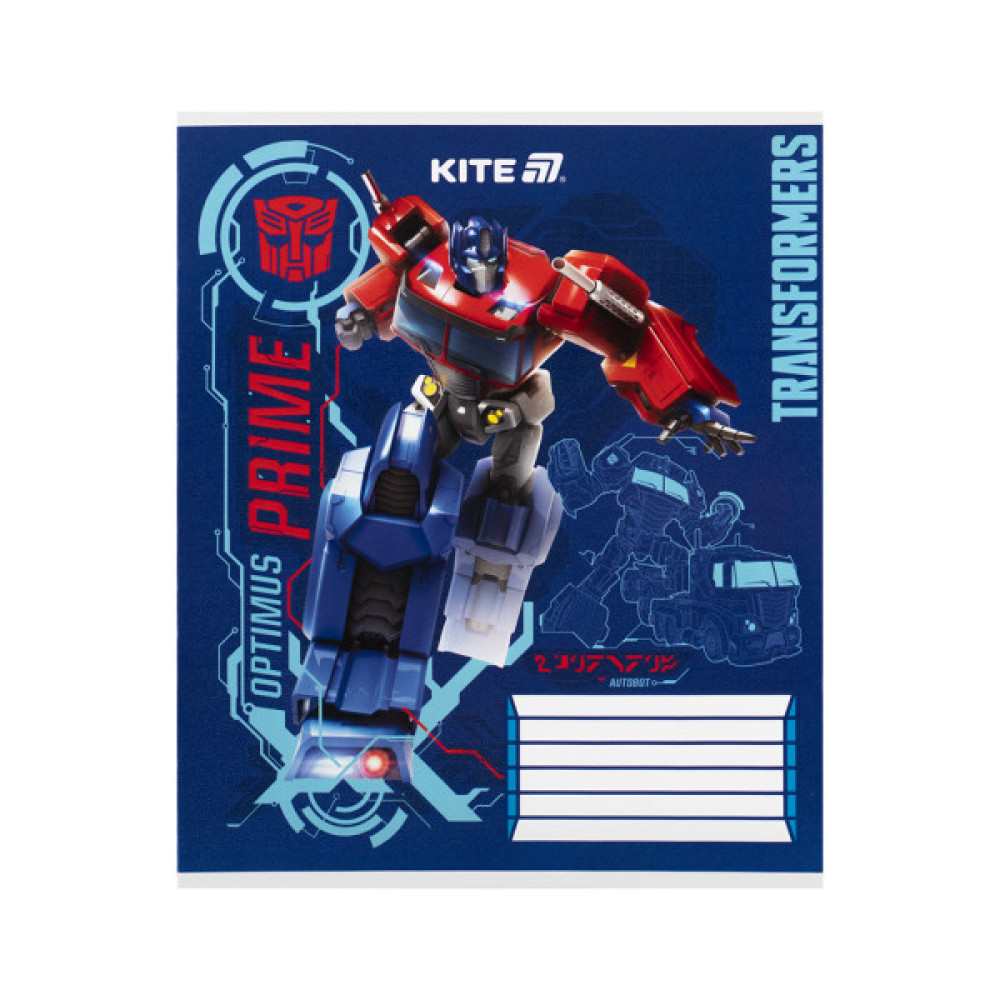 Зошит Kite Transformers, 12 аркушів, коса лінія (TF25-235)
