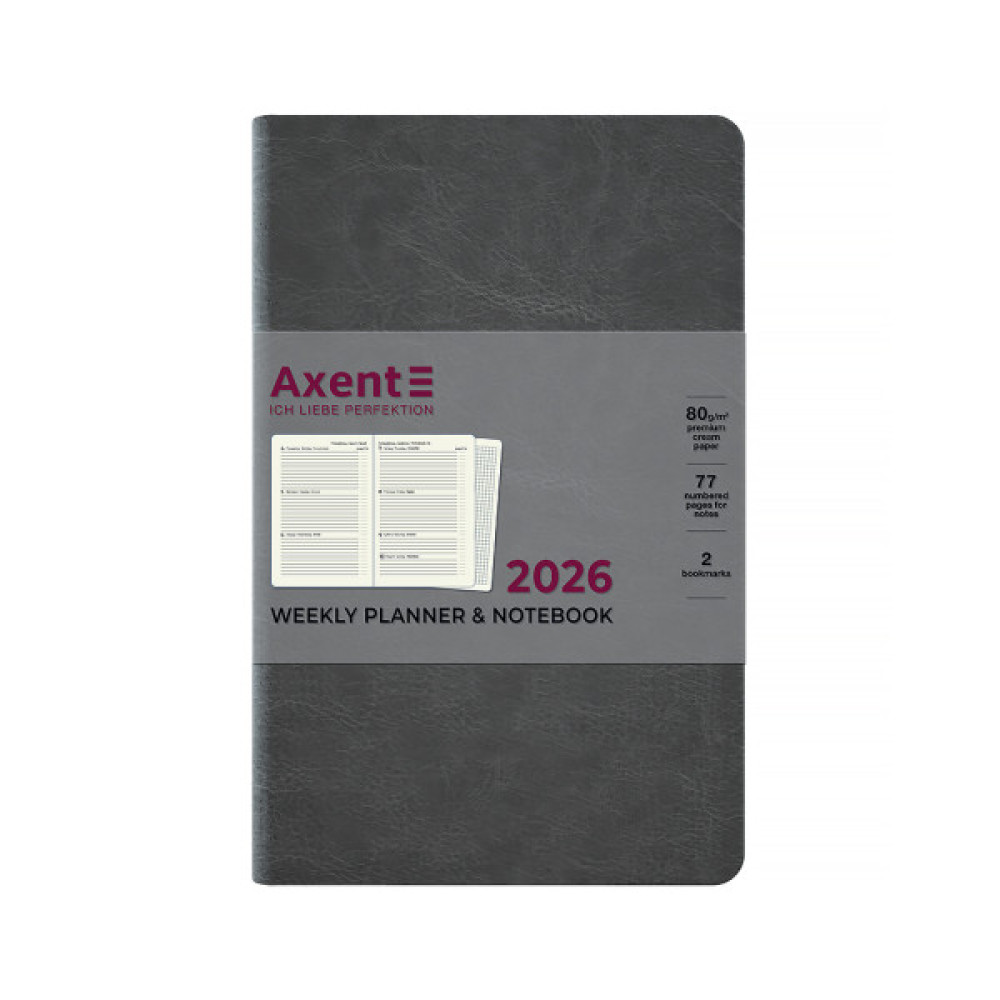 Тижневик Axent датований 2026 Partner City Soft 125х195, сірий (8521-26-06-A)