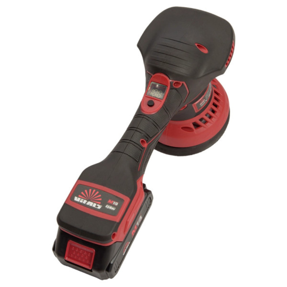 Шліфувальна машина Vitals Master, PS 1812c BL Kit, 18V, 2Ah, 125мм, 0–5500об/хв, ЗП, 1.59кг (243620)