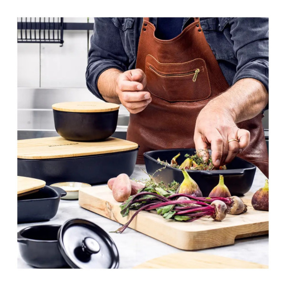 Миска KitchenAid Matte Oven-to-table з чорного керамограніту з кришкою (CC004972-001)