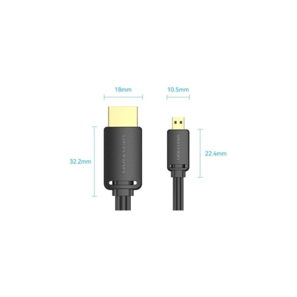 Кабель мультимедійний HDMI M to HDMI micro M 2.0m V2.0 4K60Hz 18Gbps black Vention (AGIBH)