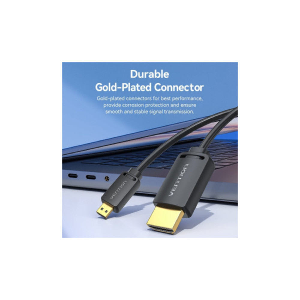 Кабель мультимедійний HDMI M to HDMI micro M 2.0m V2.0 4K60Hz 18Gbps black Vention (AGIBH)