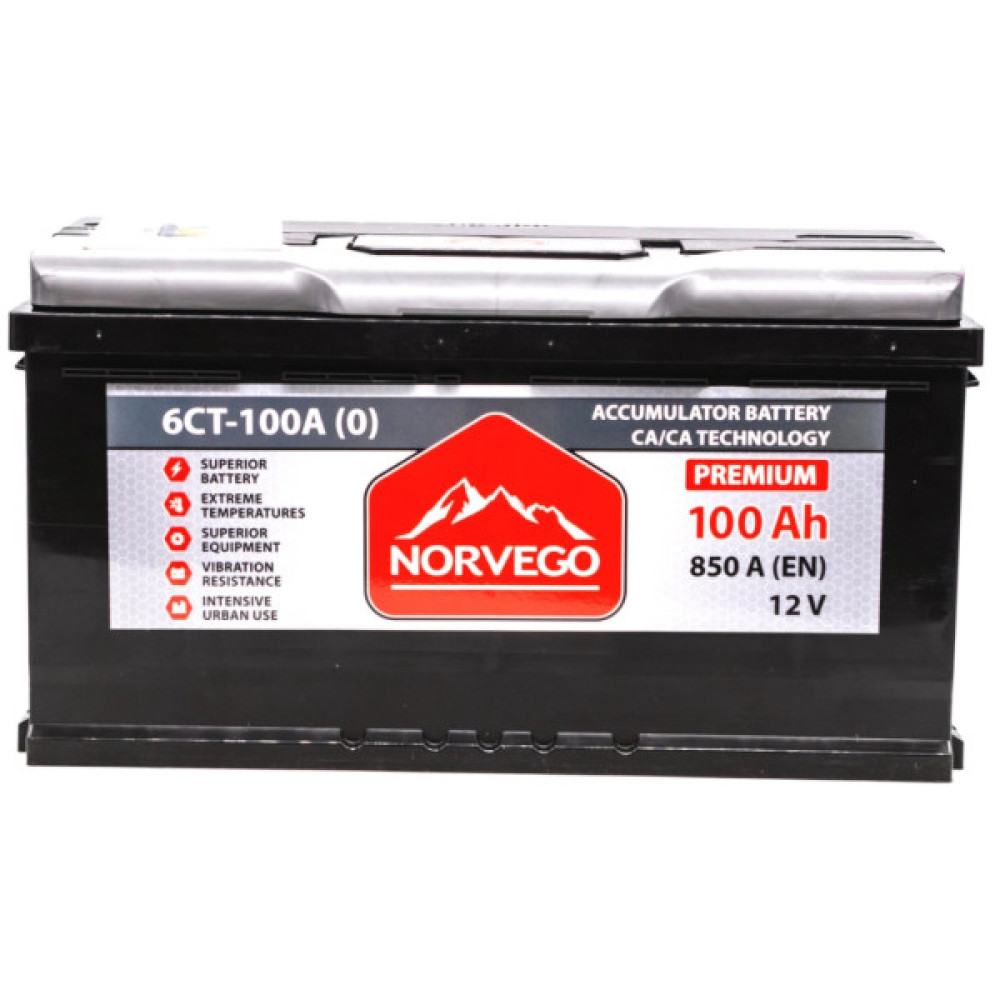 Акумулятор автомобільний NORVEGO ВЕСТА Premium 100A +прав (0) (850 пуск)
