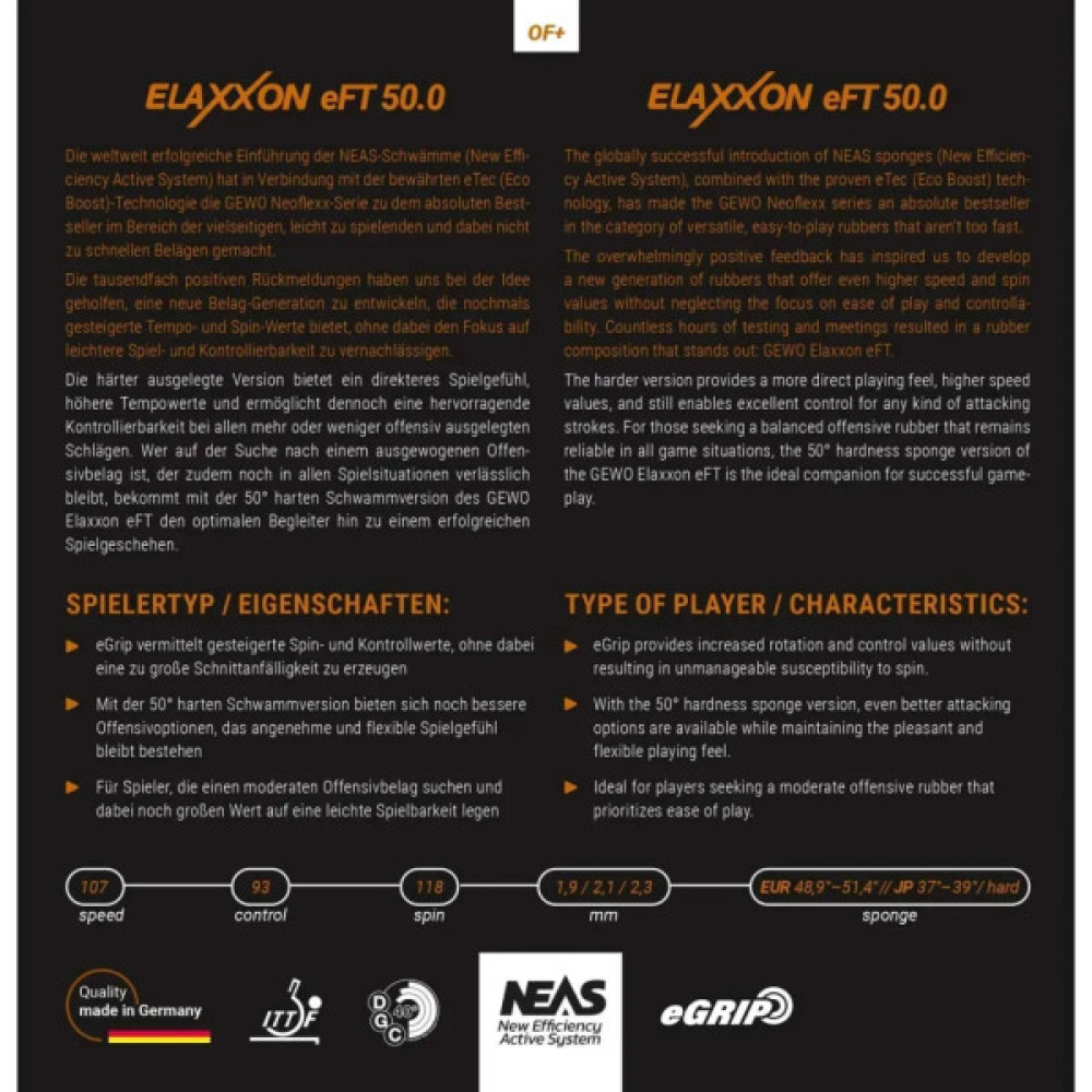 Накладка для ракетки Gewo Elaxxon eFT 50.0 1.9 red (11373300019) (931900)