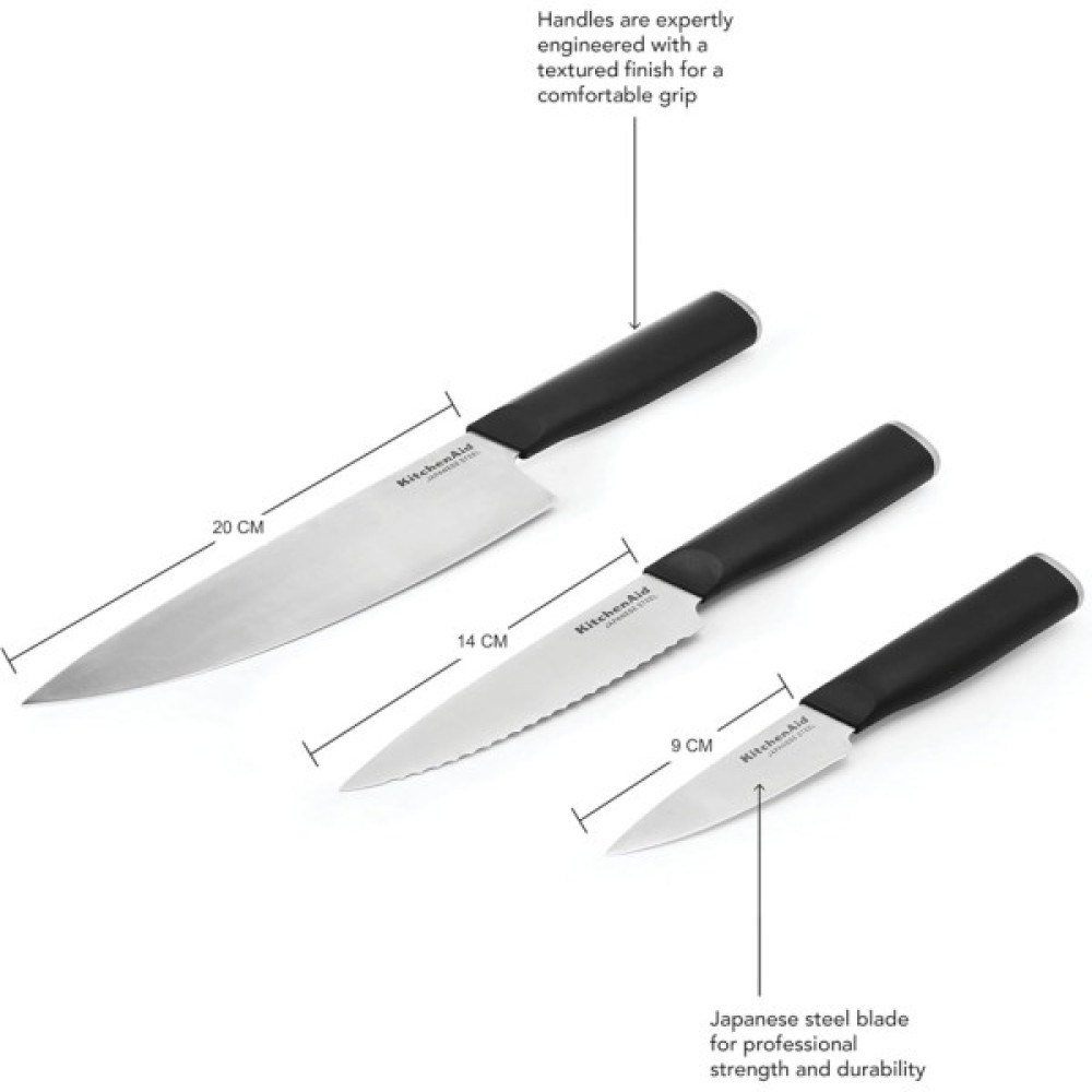 Набір ножів KitchenAid Classic з захисними чохлами, 3 предмети (KEG3PTHEOHOBA)