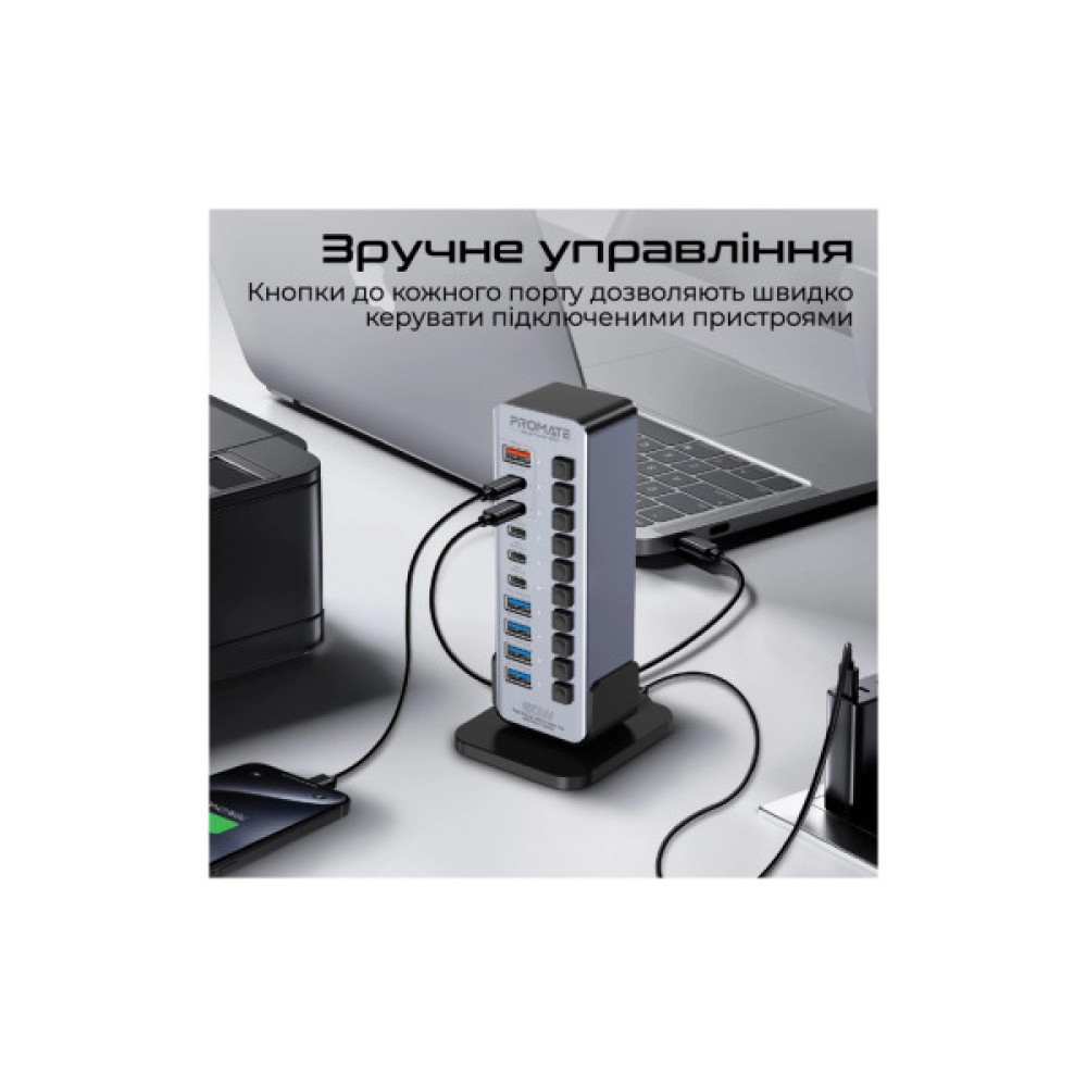 Концентратор Promate USB-C 14-in-1 Promate gegatower-60w (gegatower-60w)