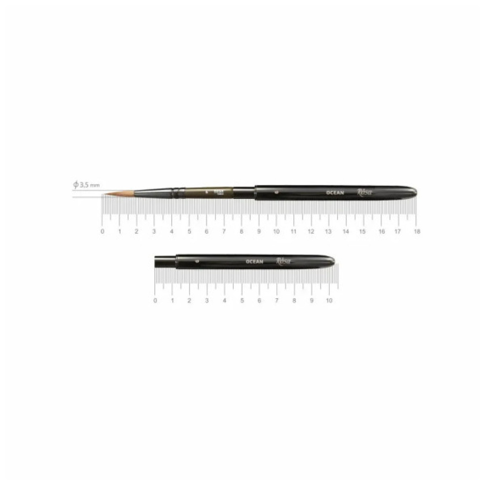 Пензлик для малювання Rosa Соболь круглий, TRAVEL BRUSH, OCEAN 168, № 6 (4823098516781)