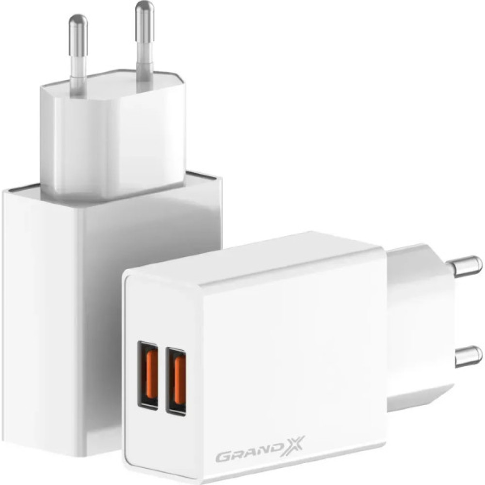 Зарядний пристрій Grand-X CH-15W 2xUSB 10.5W Black (CH-15W)