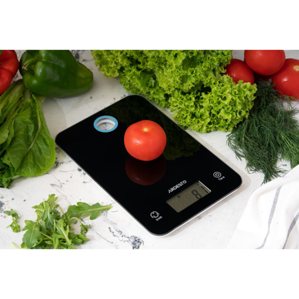 Ваги ARDESTO кухонні, 5кг, CR2032x2 в комплекті, скло, чорний