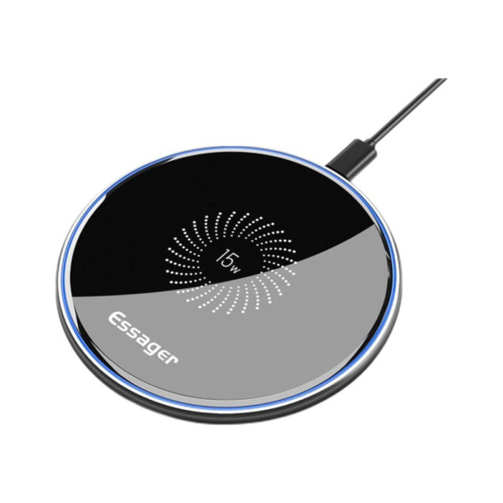 Зарядний пристрій Essager Wireless charger 15W Qi magnetic + cable USB-C 1.0m black (EWXZMX-JMB01)
