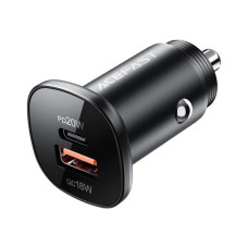 Зарядний пристрій Acefast 1xUSB-C PD20W + 1xUSB QC3.0 18W car adapter metal (6974316280330)