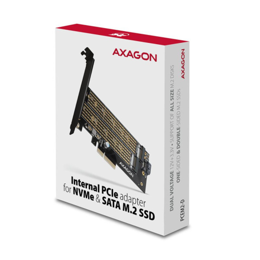 Контролер AXAGON PCIe to NVMe+SATA M.2 (PCEM2-D)