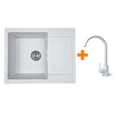Набір кухонний Adamant Minimal, штучний камінь, прямокут., з крилом, 615х495х200мм, чаша - 1, врізна, Old stone + змішувач Набір кухонний Adamant Minimal, штучний камінь, прямокут., з крилом, 615х495х200мм, чаша - 1, врізна, Old stone + змішувач